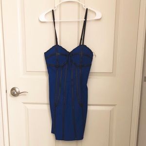 BLUE WITH BLACK DETAIL BODY CENTRAL DRESS